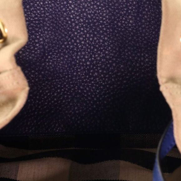 Burberry Heston Bucket Bag House Check Canvas with Leather Medium Blue, Print - Picture 5 of 8